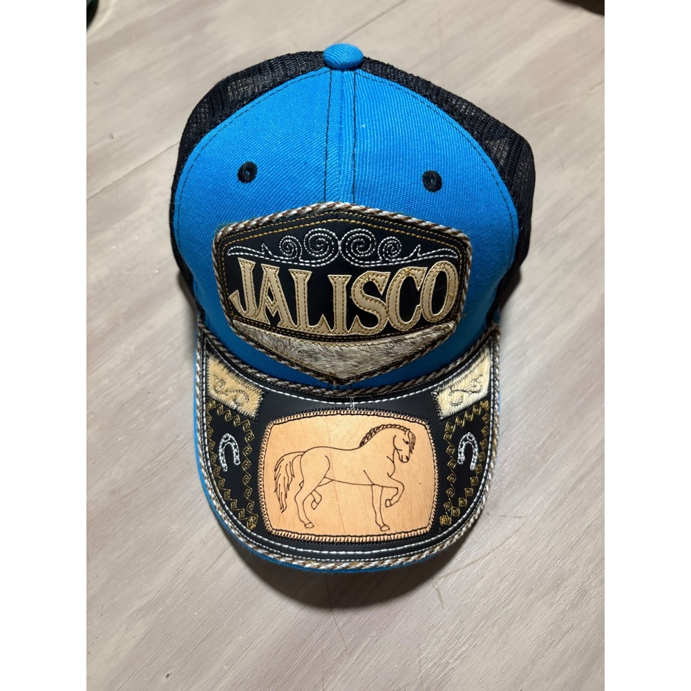 Jalisco Mexico Horse Trucker Hat Blue Black Mesh‎ Snapback Western Vaquero Cap